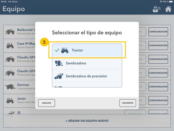 Seleccion de equipo